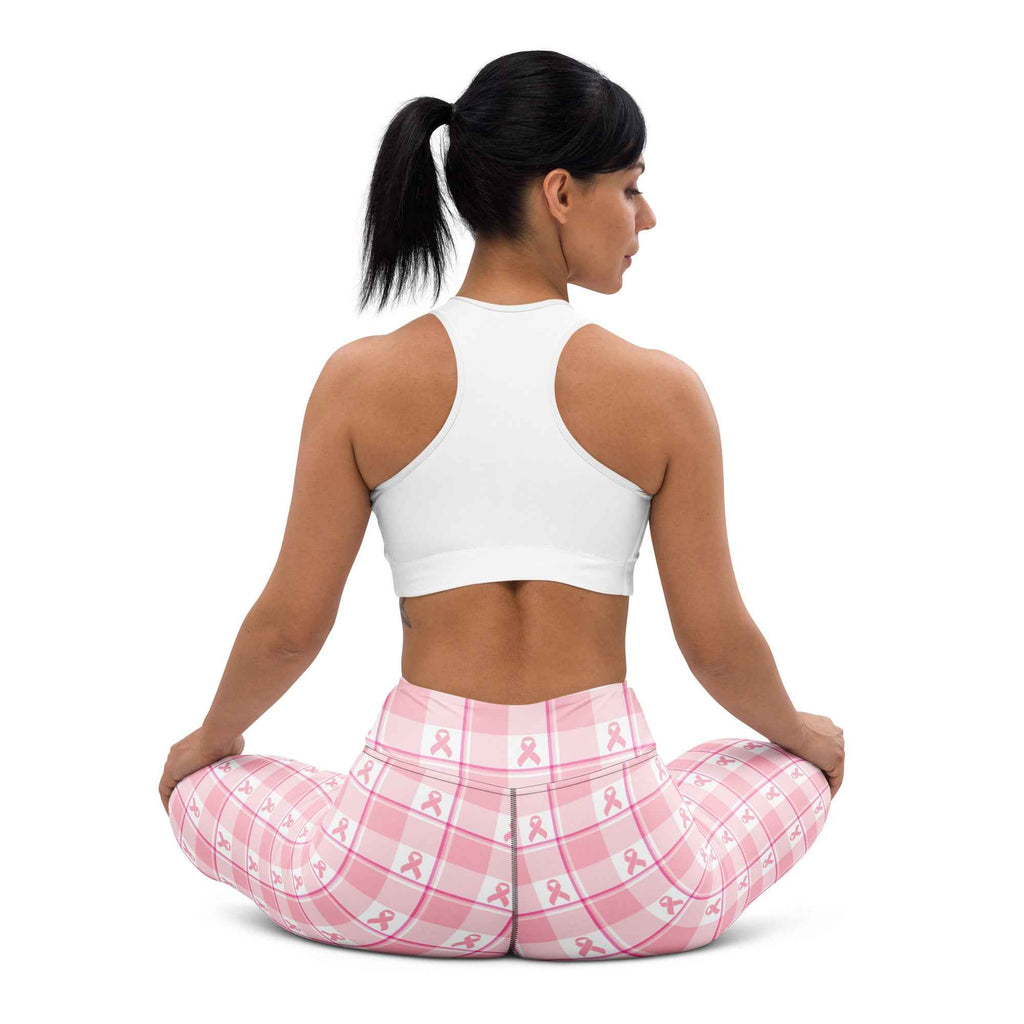 Yoga Leggings Breast Cancer Awareness Plaid - Scottish Squares