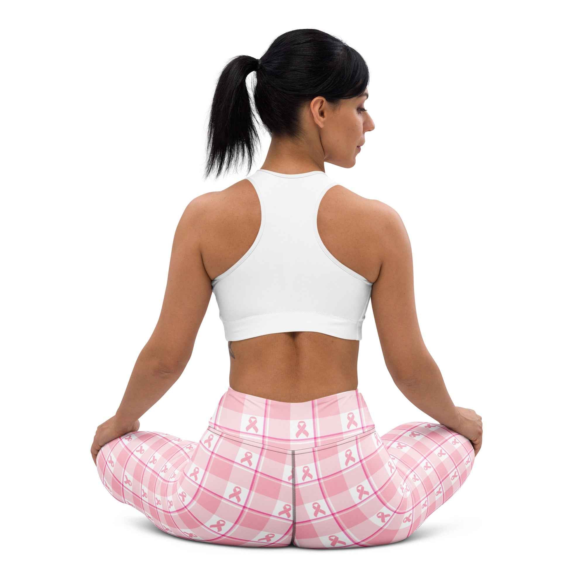 Yoga Leggings Breast Cancer Awareness Plaid - Scottish Squares