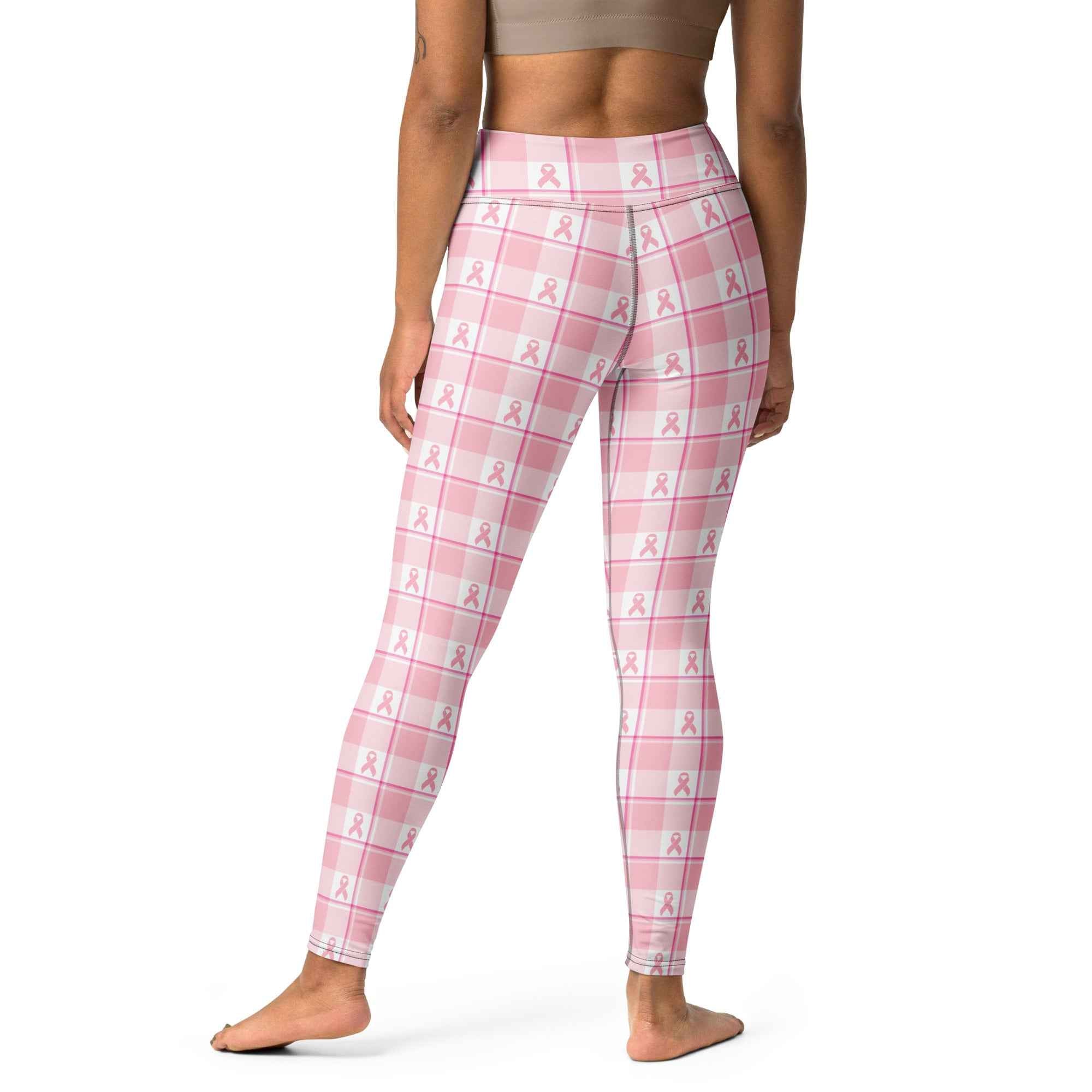 Yoga Leggings Breast Cancer Awareness Plaid - Scottish Squares
