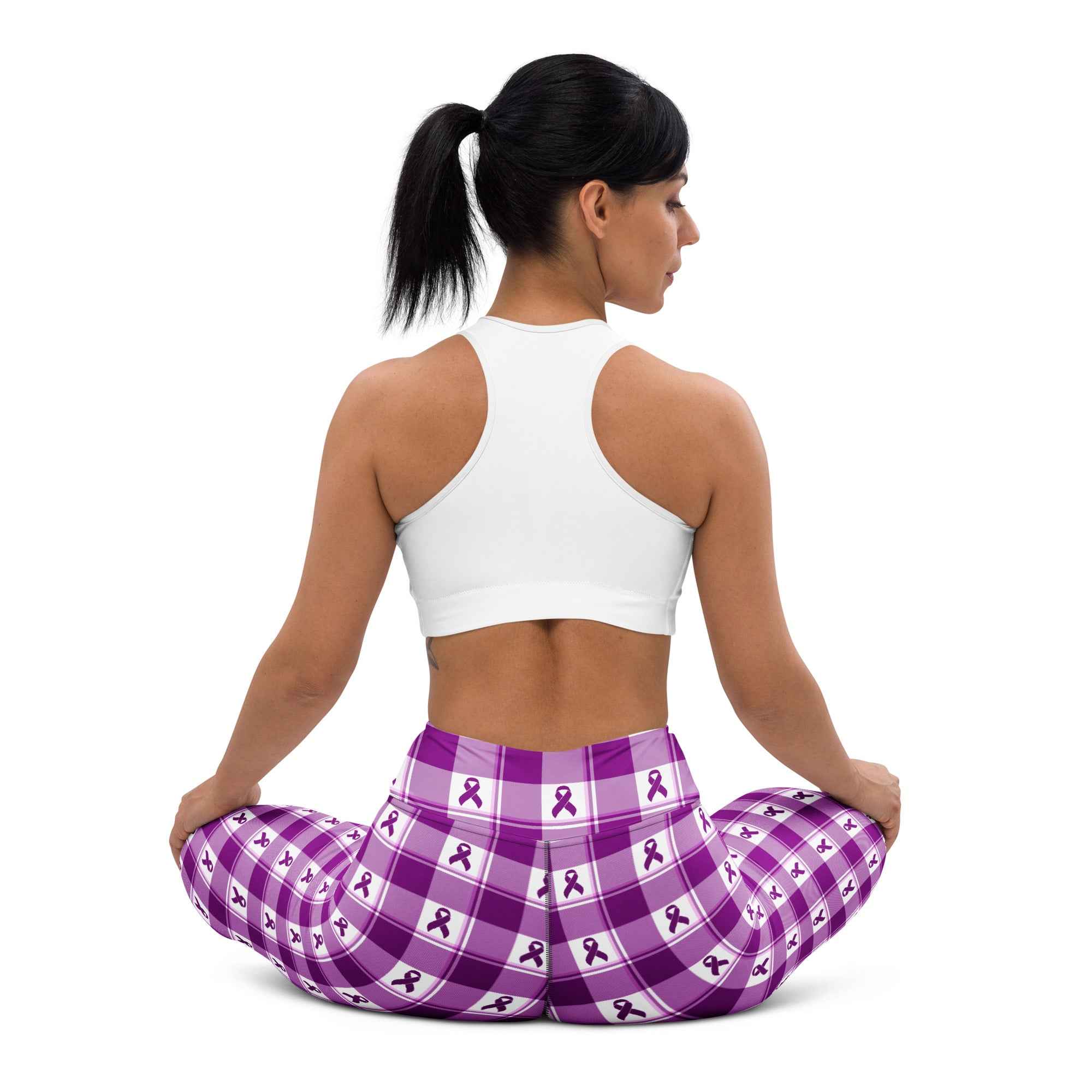 Yoga Leggings Pancreatic Cancer Awareness Plaid - Scottish Squares