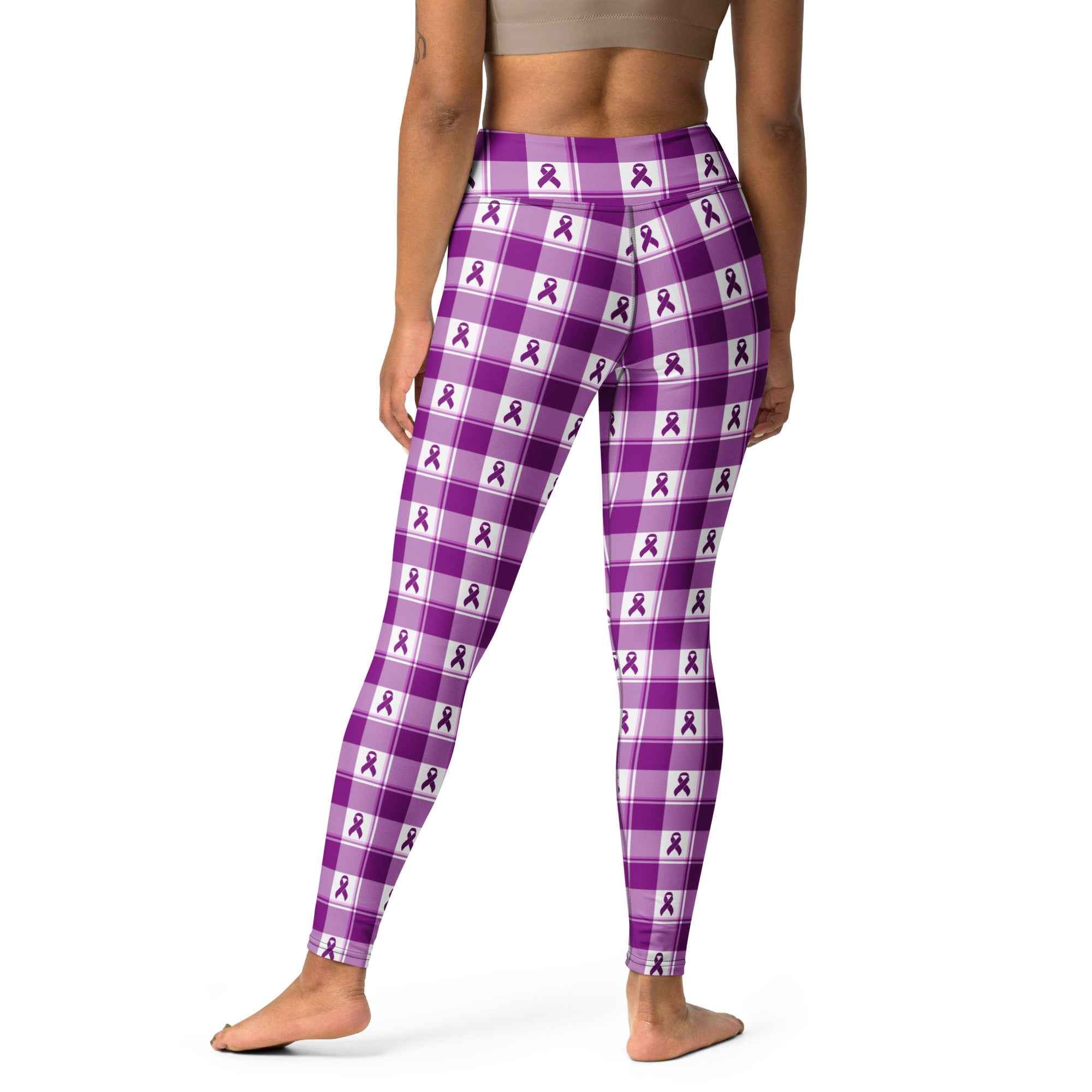 Yoga Leggings Pancreatic Cancer Awareness Plaid - Scottish Squares