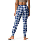 Yoga Leggings Colorectal Cancer Awareness Plaid, Dark Blue Ribbon, Supportive Gift - Scottish Squares
