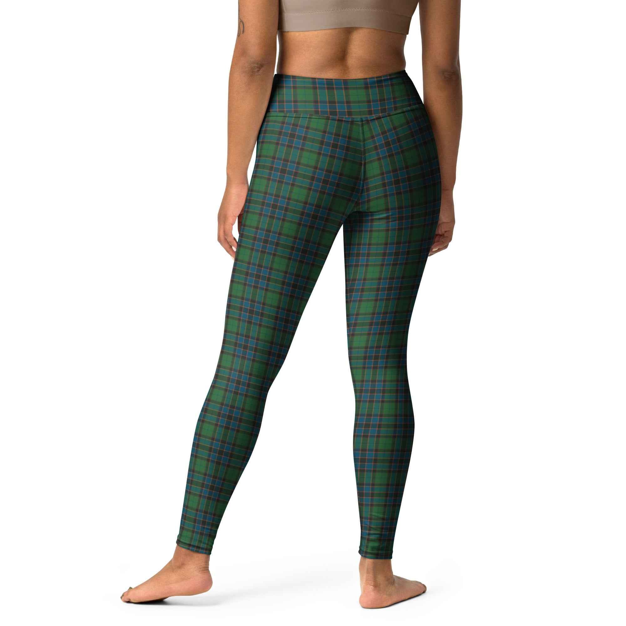 Yoga Leggings Green Blue Orange Plaid Tartan