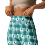 Yoga Leggings Cervical Cancer Awareness Plaid, Teal Ribbon, Supportive Gift - Scottish Squares