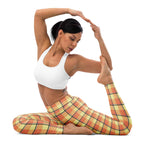 Yoga Leggings Claystone and Morning Mist Plaid - Scottish Squares