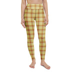 Yoga Leggings Zombie and Copper Plaid - Scottish Squares