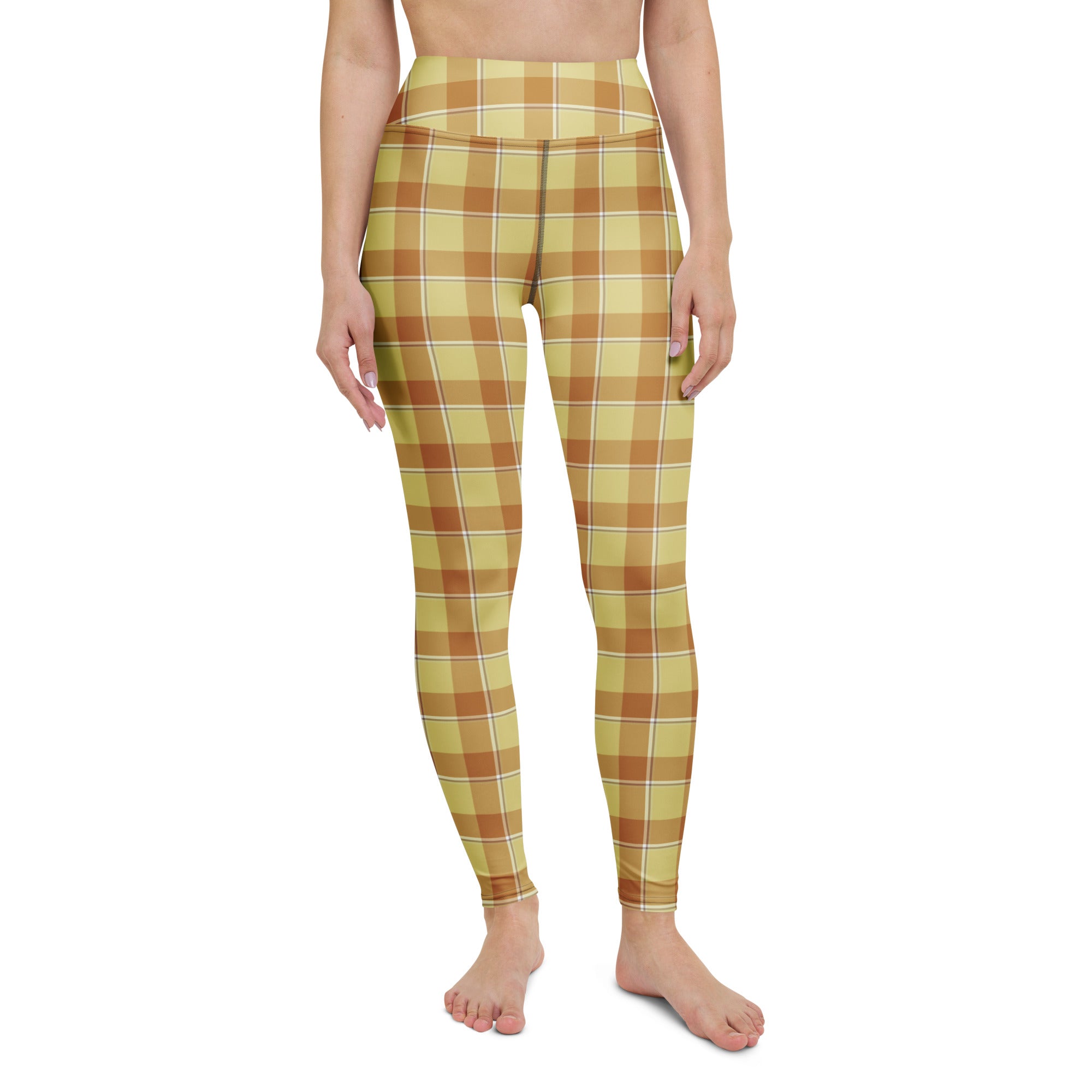 Yoga Leggings Zombie and Copper Plaid - Scottish Squares