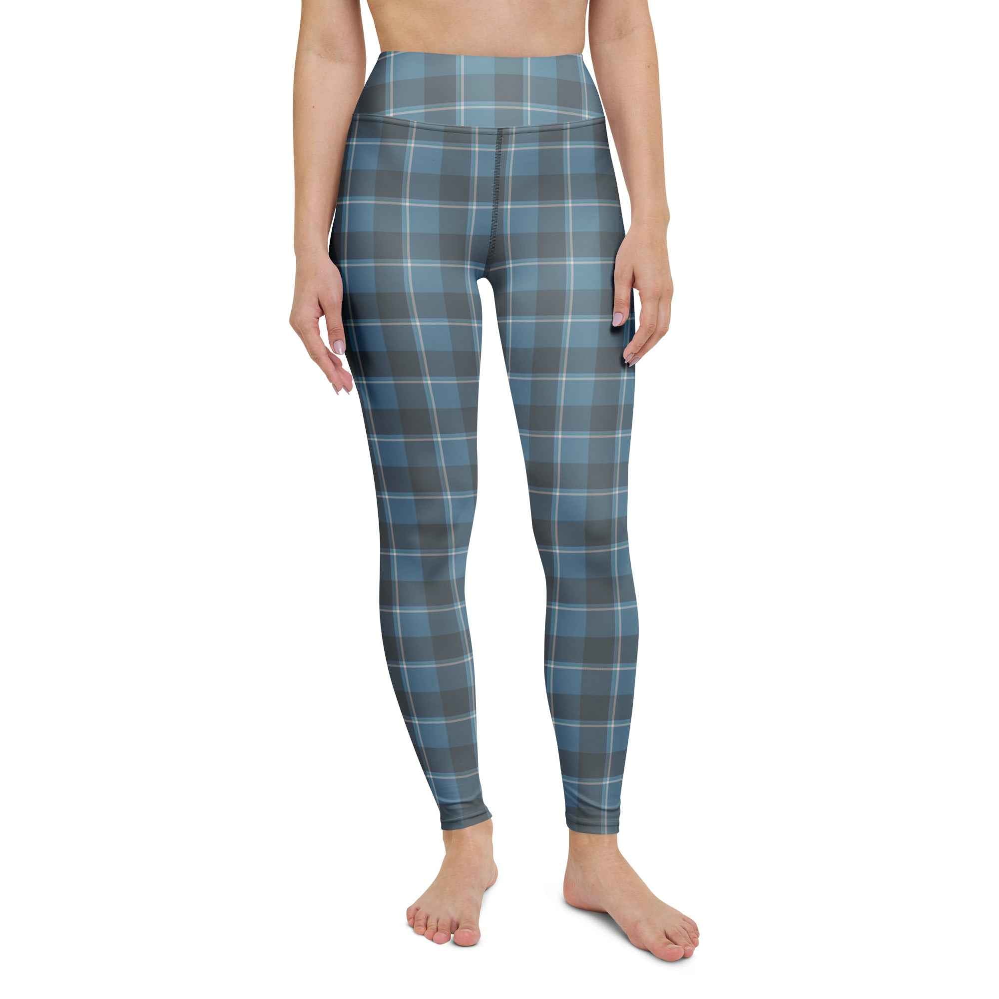 Yoga Leggings Hoki and Shuttle Gray Plaid - Scottish Squares