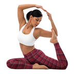 Yoga Leggings Old Brick and Cab Sav Plaid - Scottish Squares