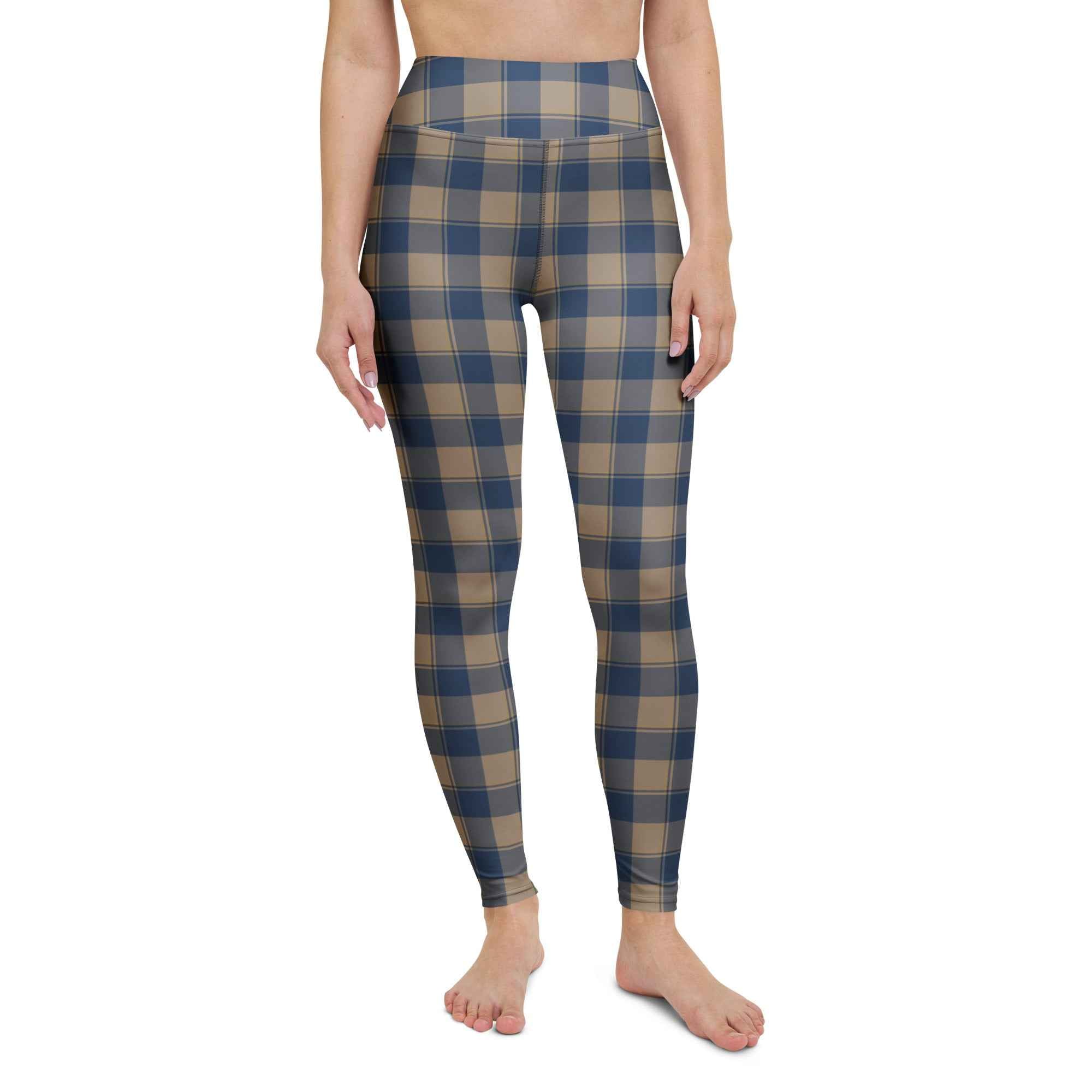 Yoga Leggings Cello and Donkey Brown Plaid - Scottish Squares