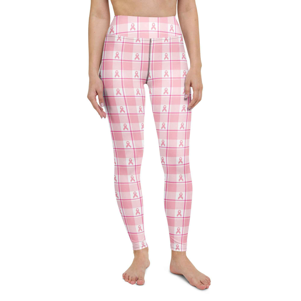 Yoga Leggings Breast Cancer Awareness Plaid - Scottish Squares