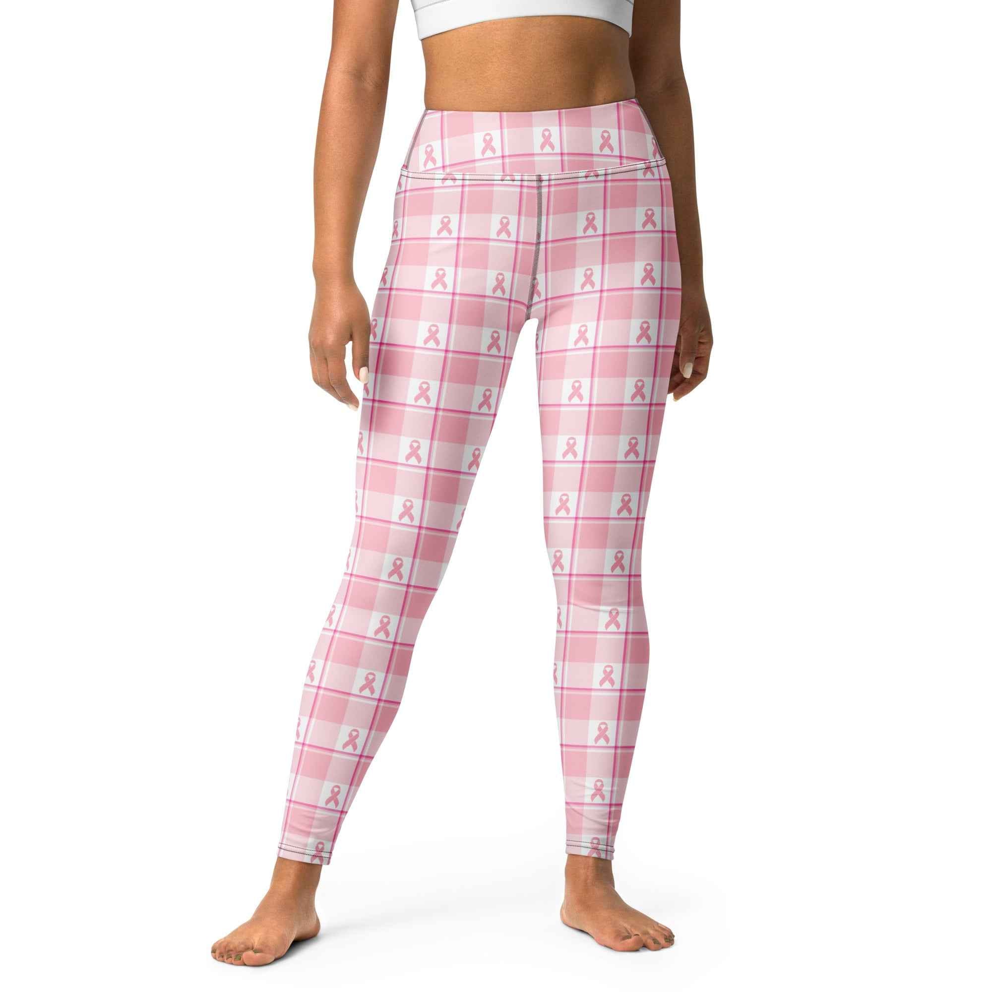 Yoga Leggings Breast Cancer Awareness Plaid XL - Scottish Squares