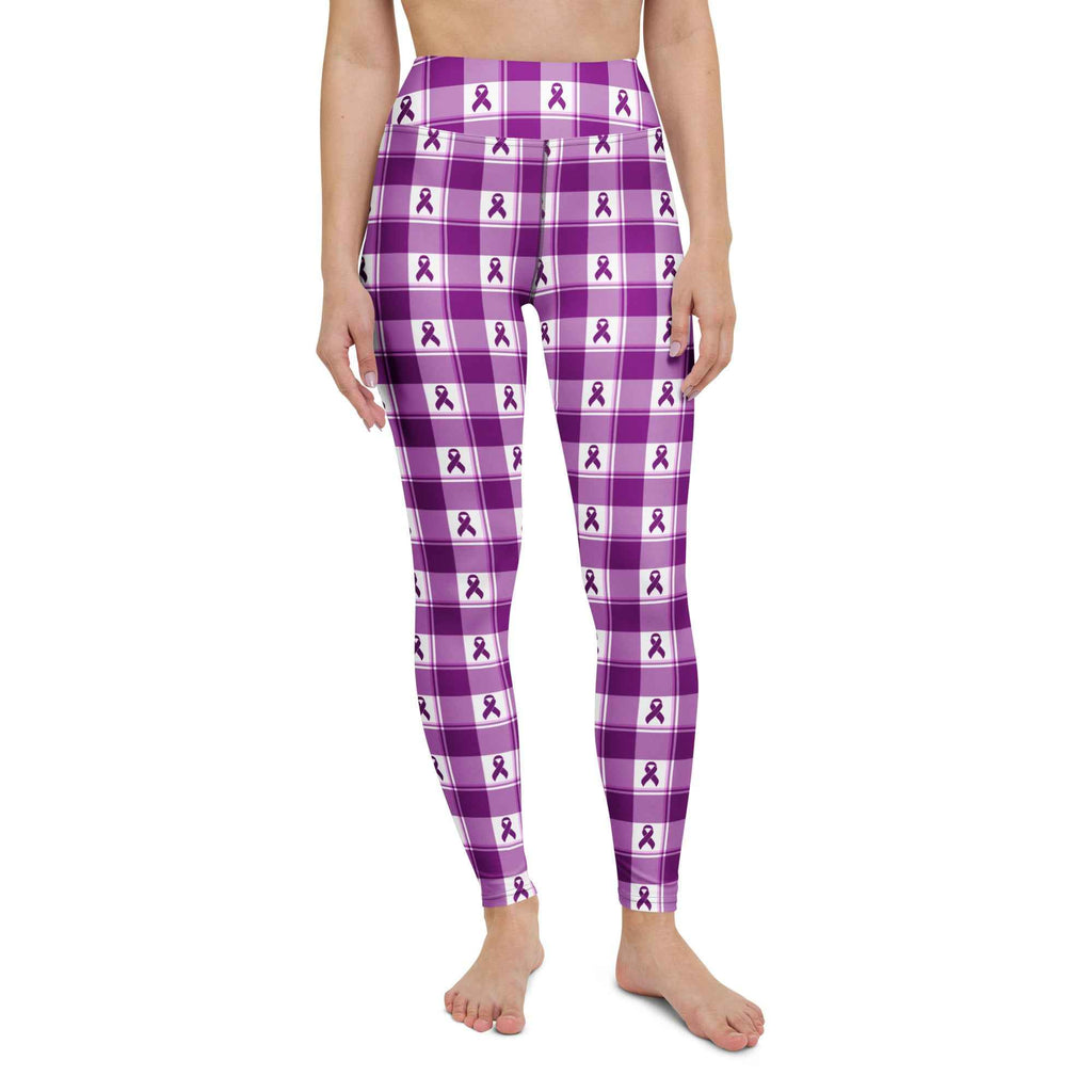 Yoga Leggings Pancreatic Cancer Awareness Plaid - Scottish Squares