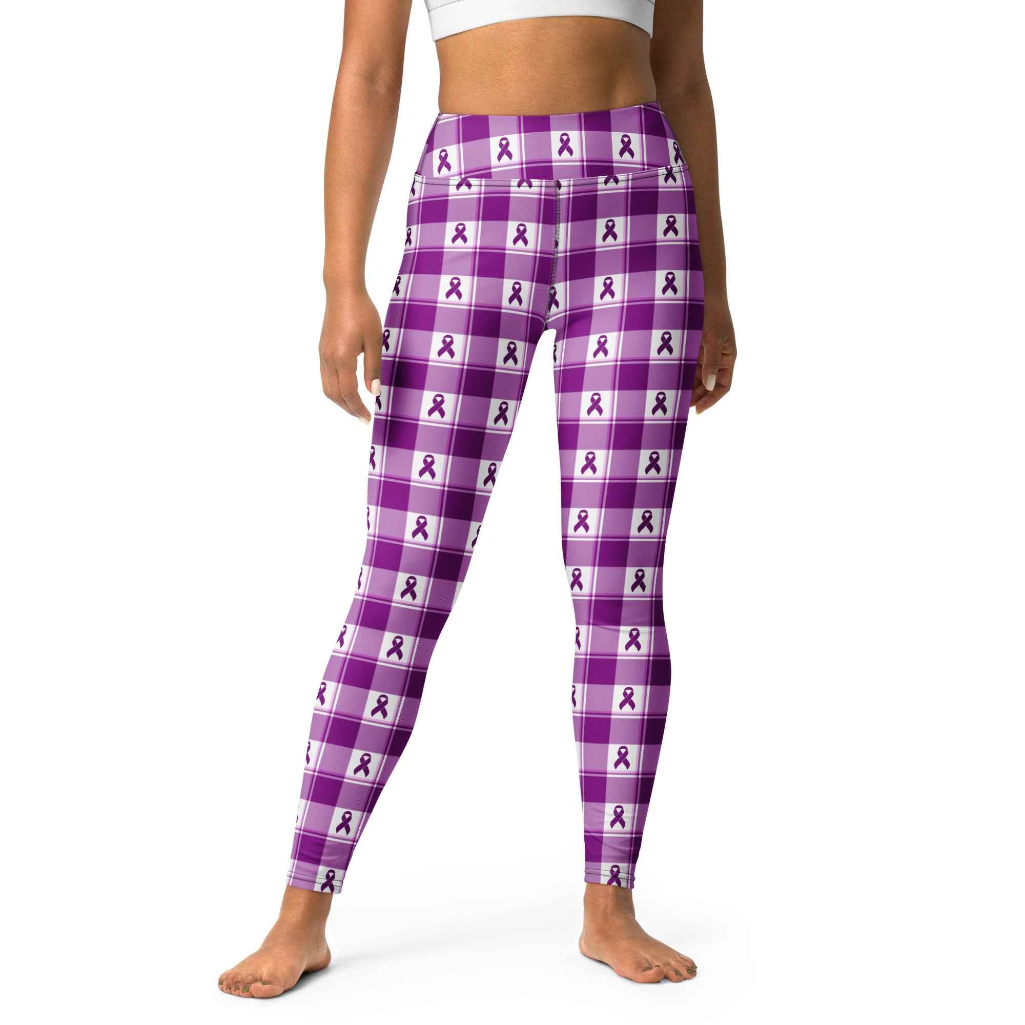Yoga Leggings Pancreatic Cancer Awareness Plaid XL - Scottish Squares