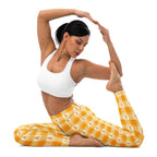 Yoga Leggings Kidney Cancer Awareness Plaid, Orange Ribbon, Supportive Gift - Scottish Squares