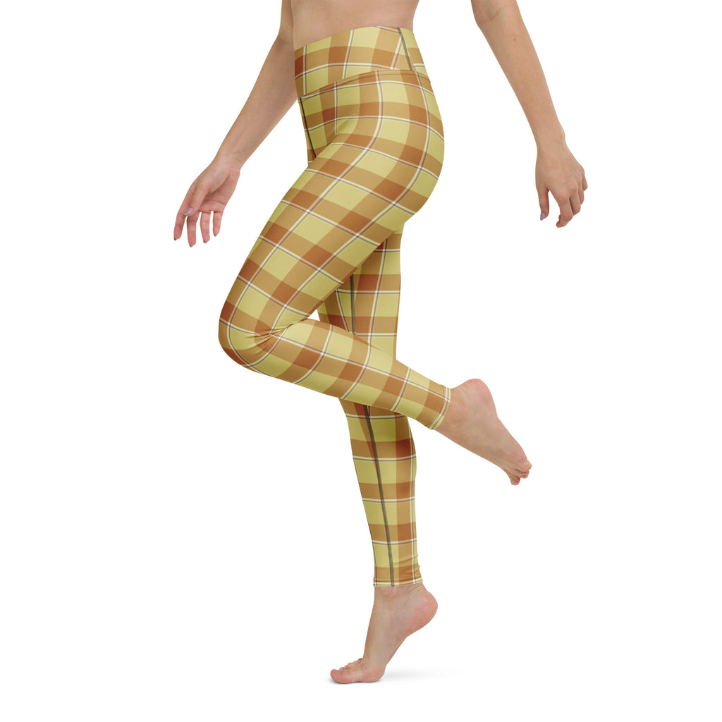 Yoga Leggings Zombie and Copper Plaid - Scottish Squares
