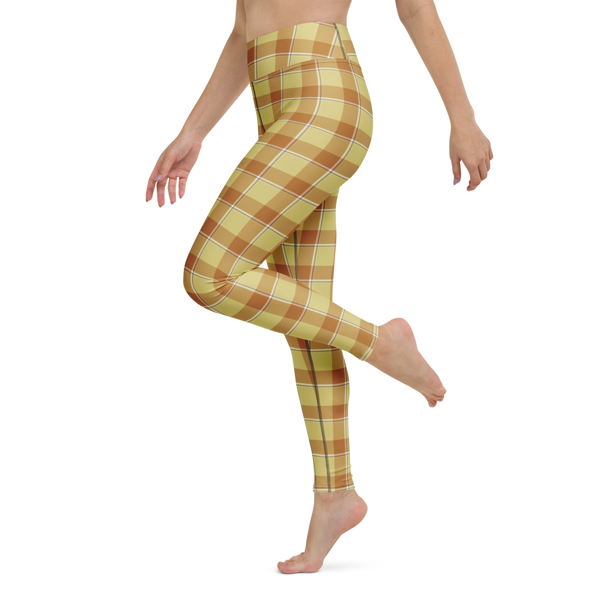 Yoga Leggings Zombie and Copper Plaid - Scottish Squares