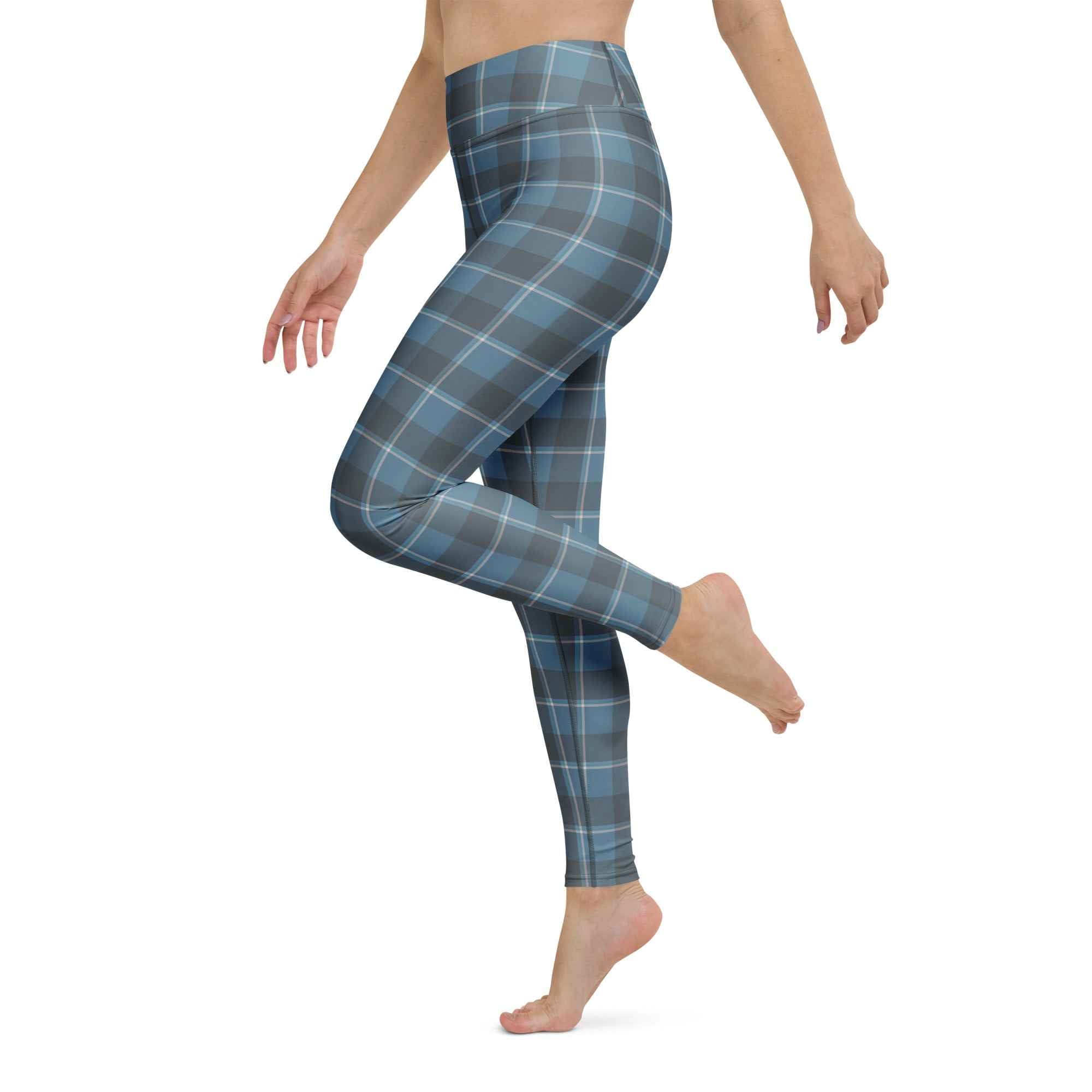 Yoga Leggings Hoki and Shuttle Gray Plaid - Scottish Squares