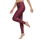 Yoga Leggings Old Brick and Cab Sav Plaid - Scottish Squares