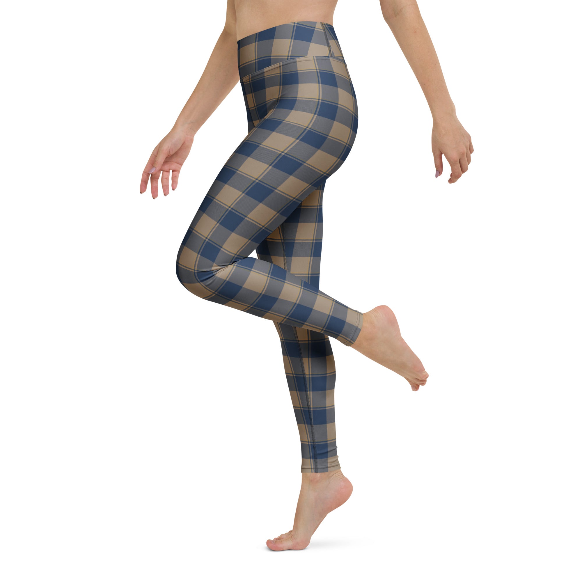Yoga Leggings Cello and Donkey Brown Plaid - Scottish Squares