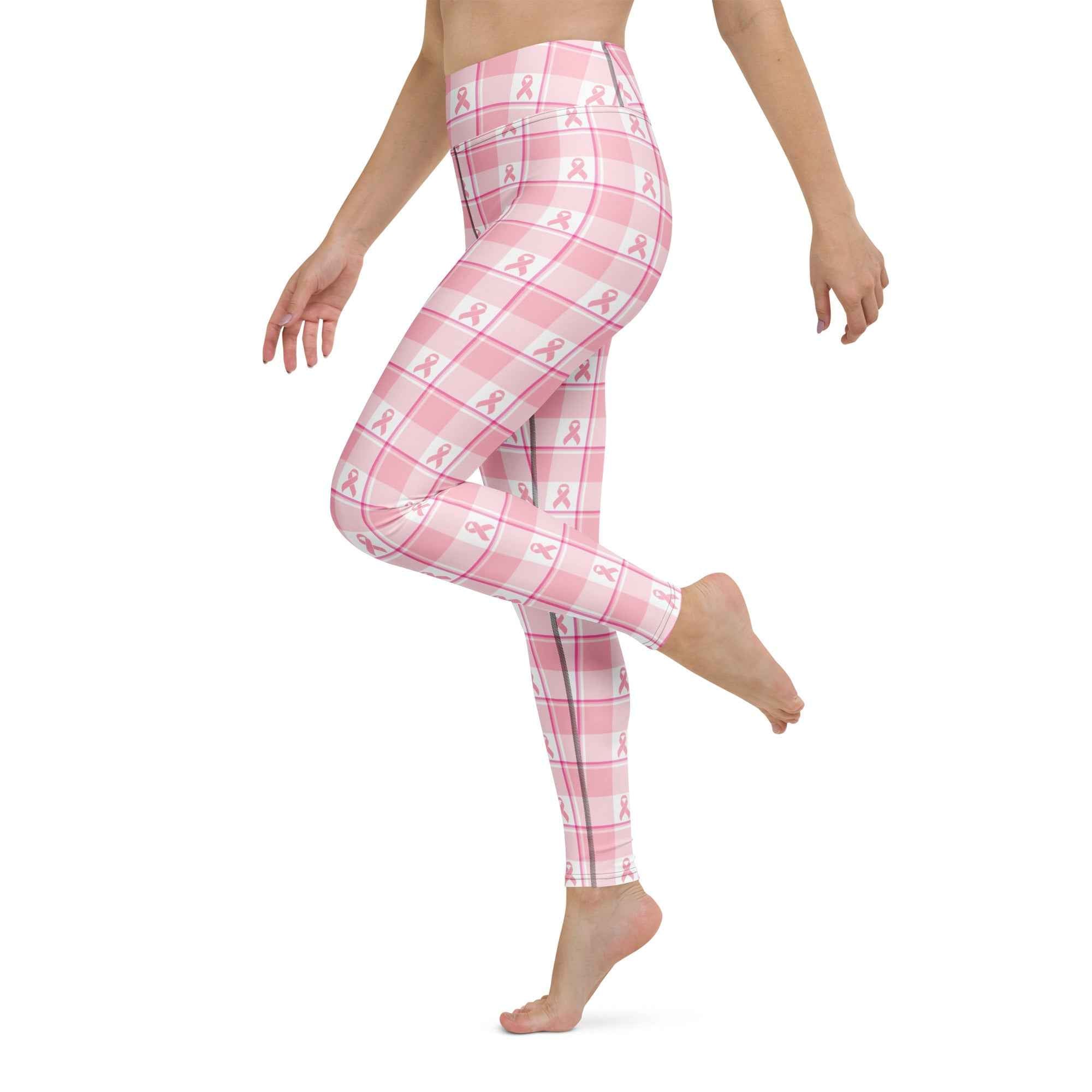 Yoga Leggings Breast Cancer Awareness Plaid - Scottish Squares