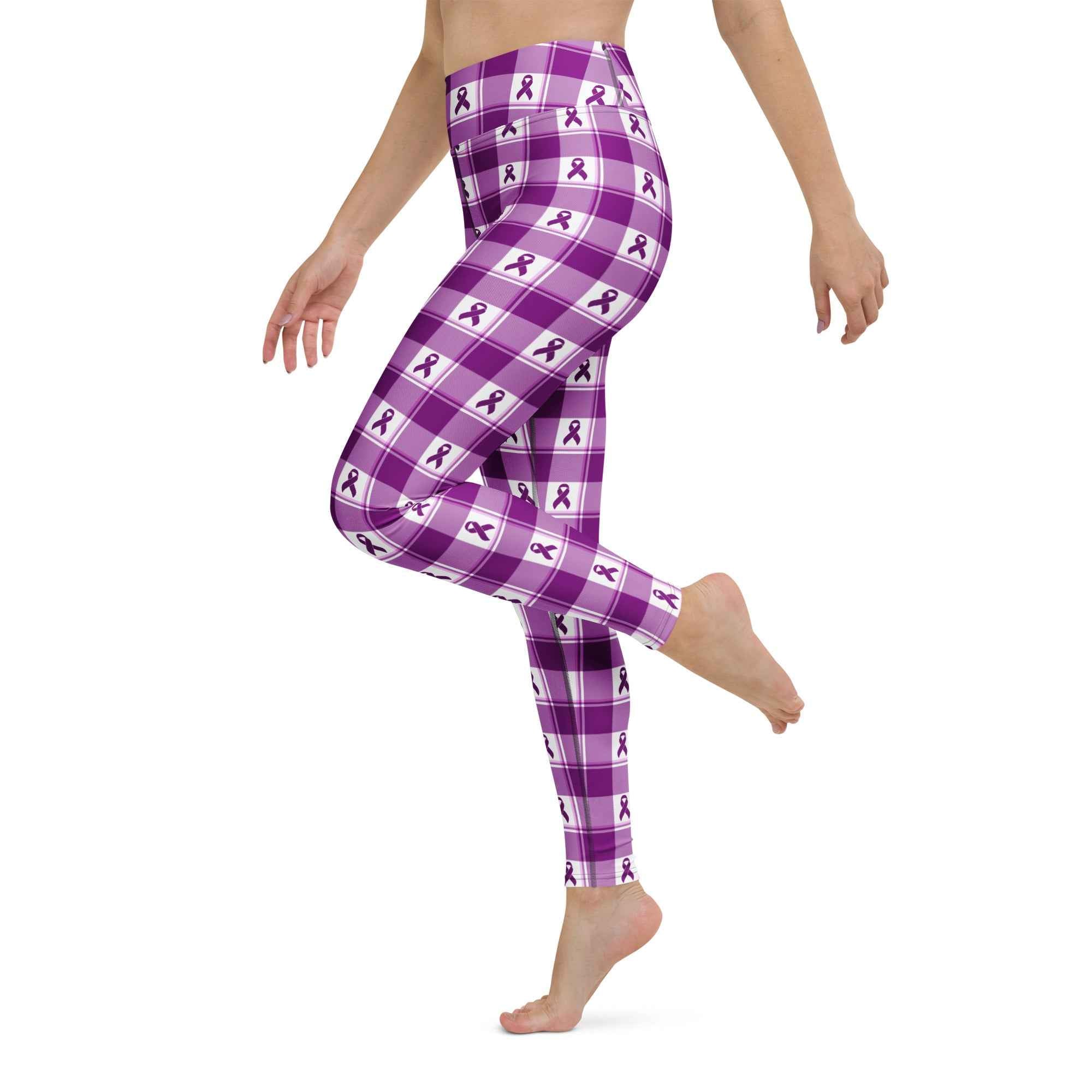 Yoga Leggings Pancreatic Cancer Awareness Plaid - Scottish Squares