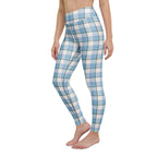 Yoga Leggings Pink Cloud and Blue Lagoon Plaid - Scottish Squares