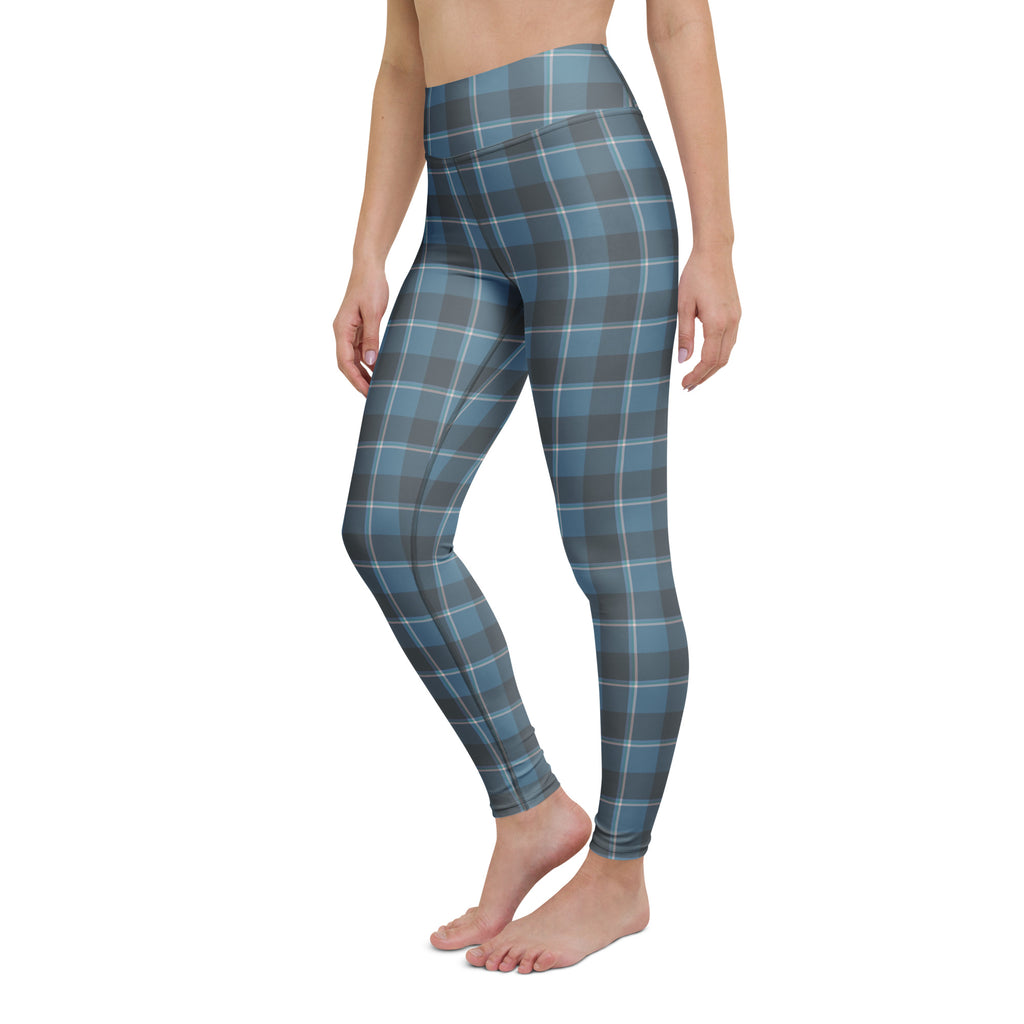 Yoga Leggings Hoki and Shuttle Gray Plaid - Scottish Squares