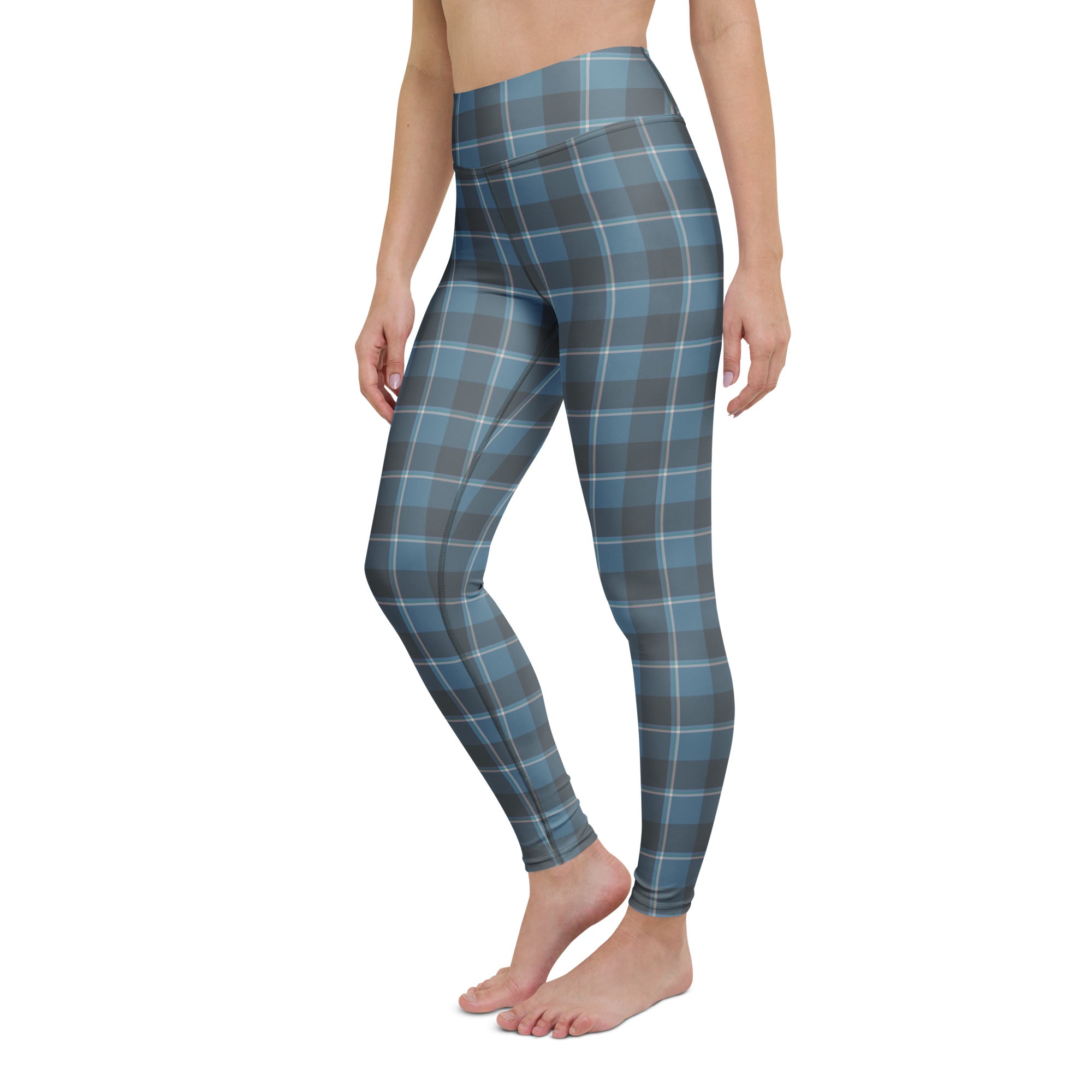 Yoga Leggings Hoki and Shuttle Gray Plaid - Scottish Squares