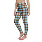 Yoga Leggings Blizzard Blue and Livid Brown Plaid - Scottish Squares