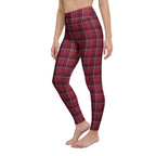 Yoga Leggings Old Brick and Cab Sav Plaid - Scottish Squares