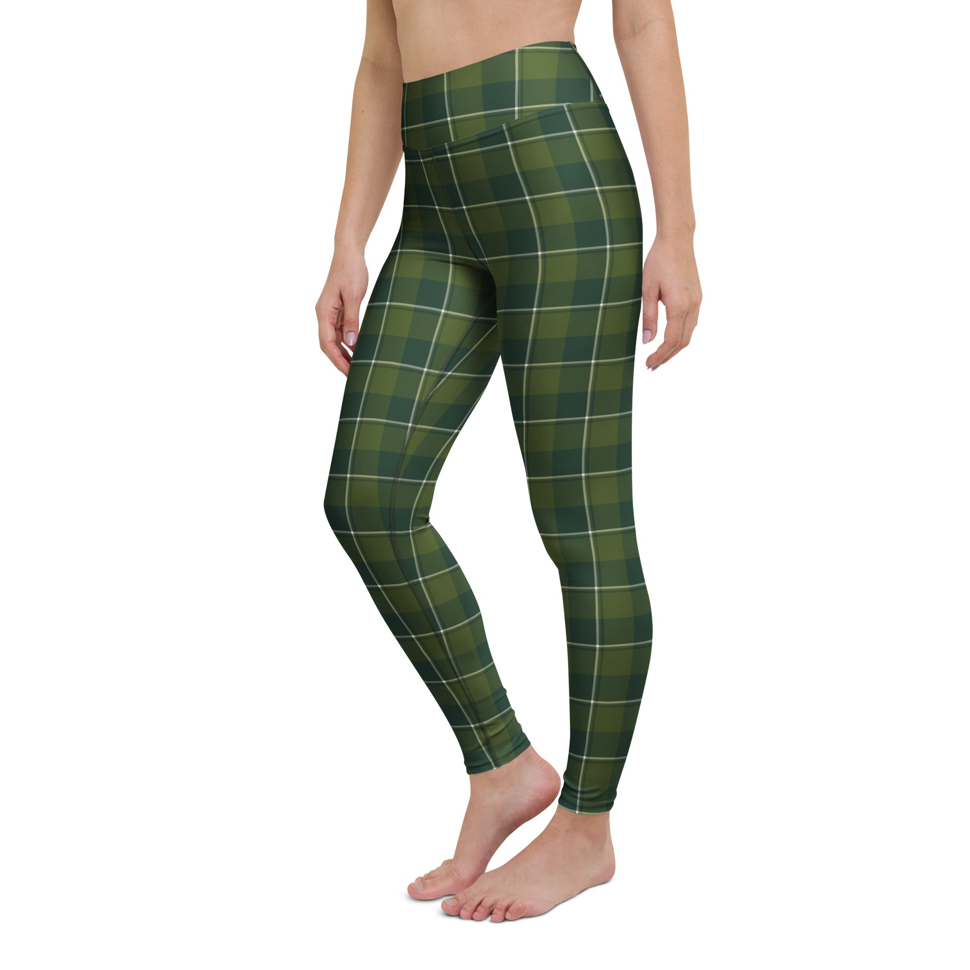 Yoga Leggings Woodland and Evergreen Plaid - Scottish Squares
