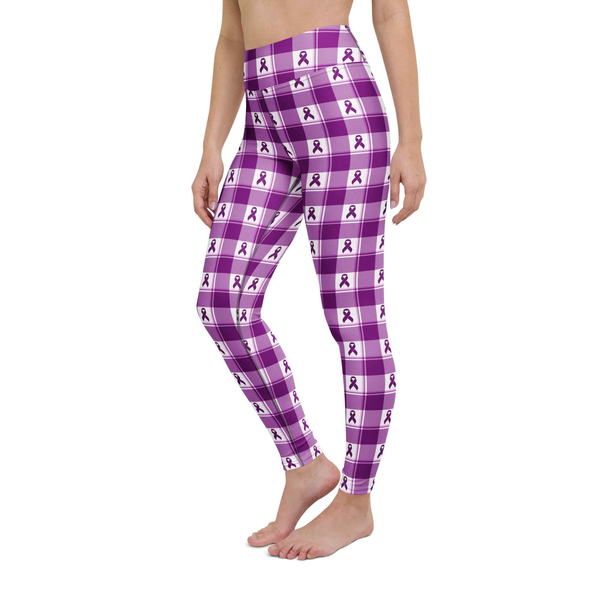 Yoga Leggings Pancreatic Cancer Awareness Plaid - Scottish Squares