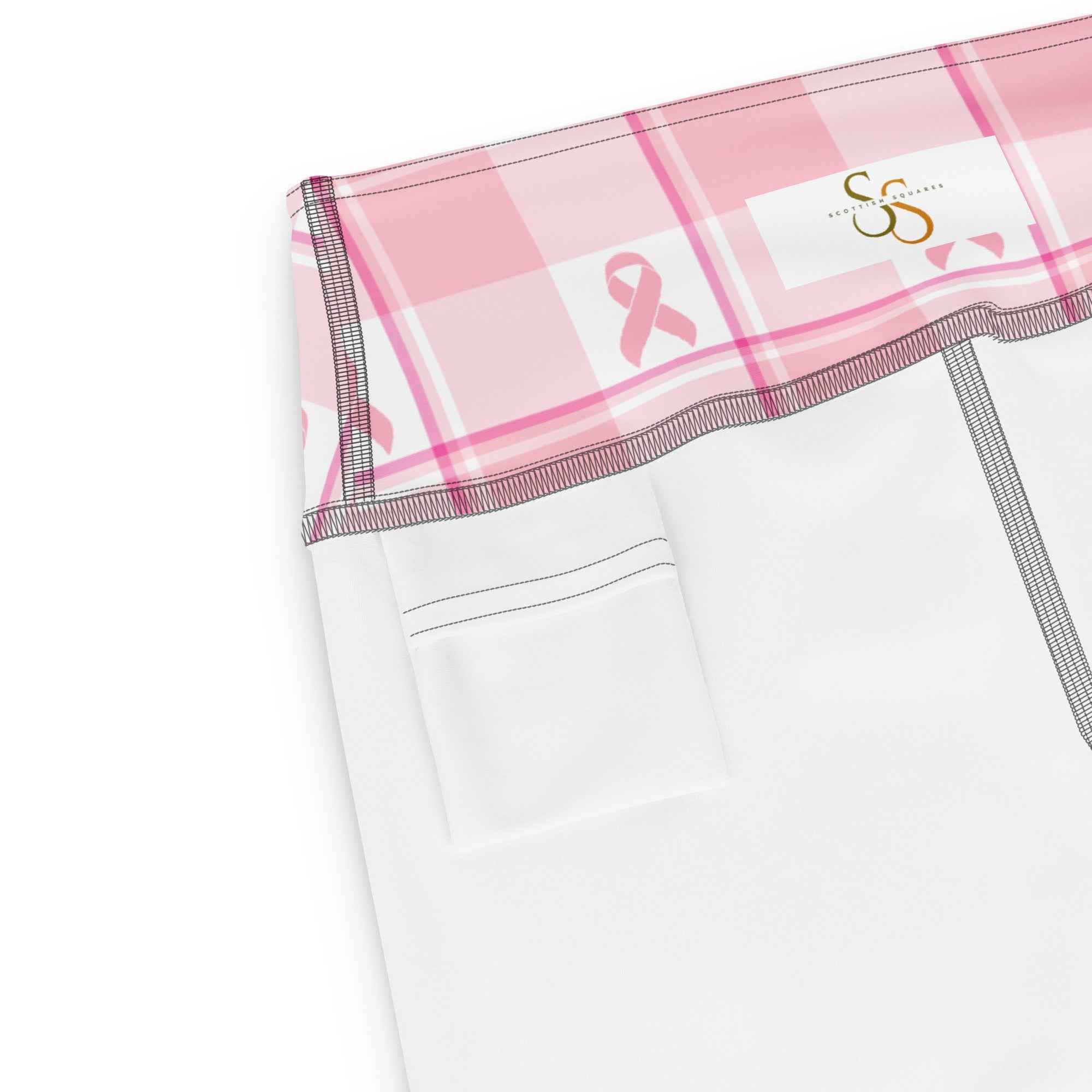 Yoga Leggings Breast Cancer Awareness Plaid - Scottish Squares
