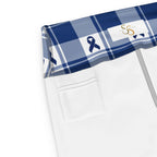 Yoga Leggings Colorectal Cancer Awareness Plaid, Dark Blue Ribbon, Supportive Gift - Scottish Squares