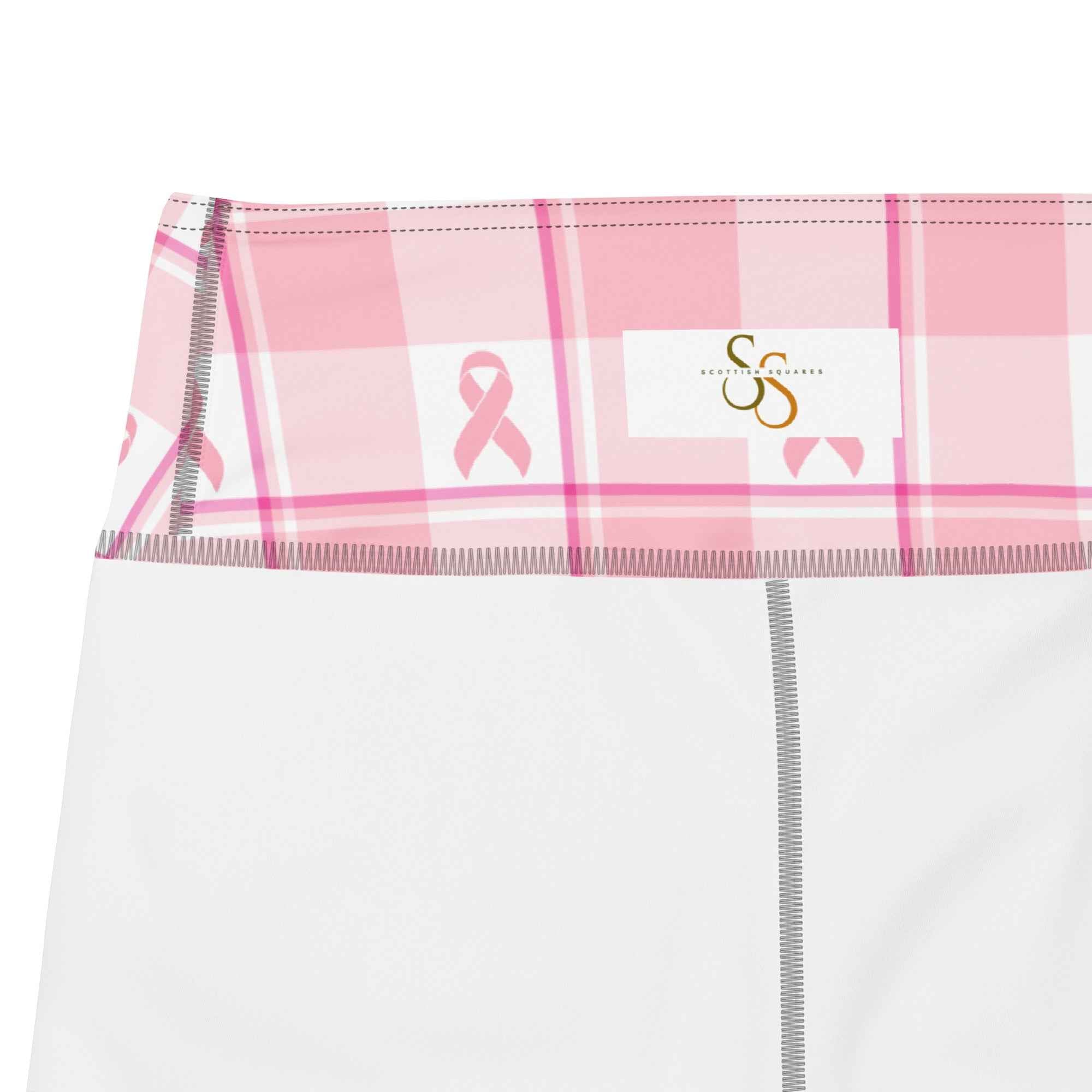 Yoga Leggings Breast Cancer Awareness Plaid - Scottish Squares