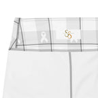 Yoga Leggings Lung Cancer Awareness Plaid, White Ribbon, Supportive Gift - Scottish Squares