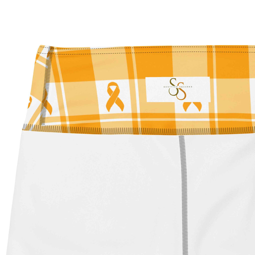 Yoga Leggings Kidney Cancer Awareness Plaid, Orange Ribbon, Supportive Gift - Scottish Squares