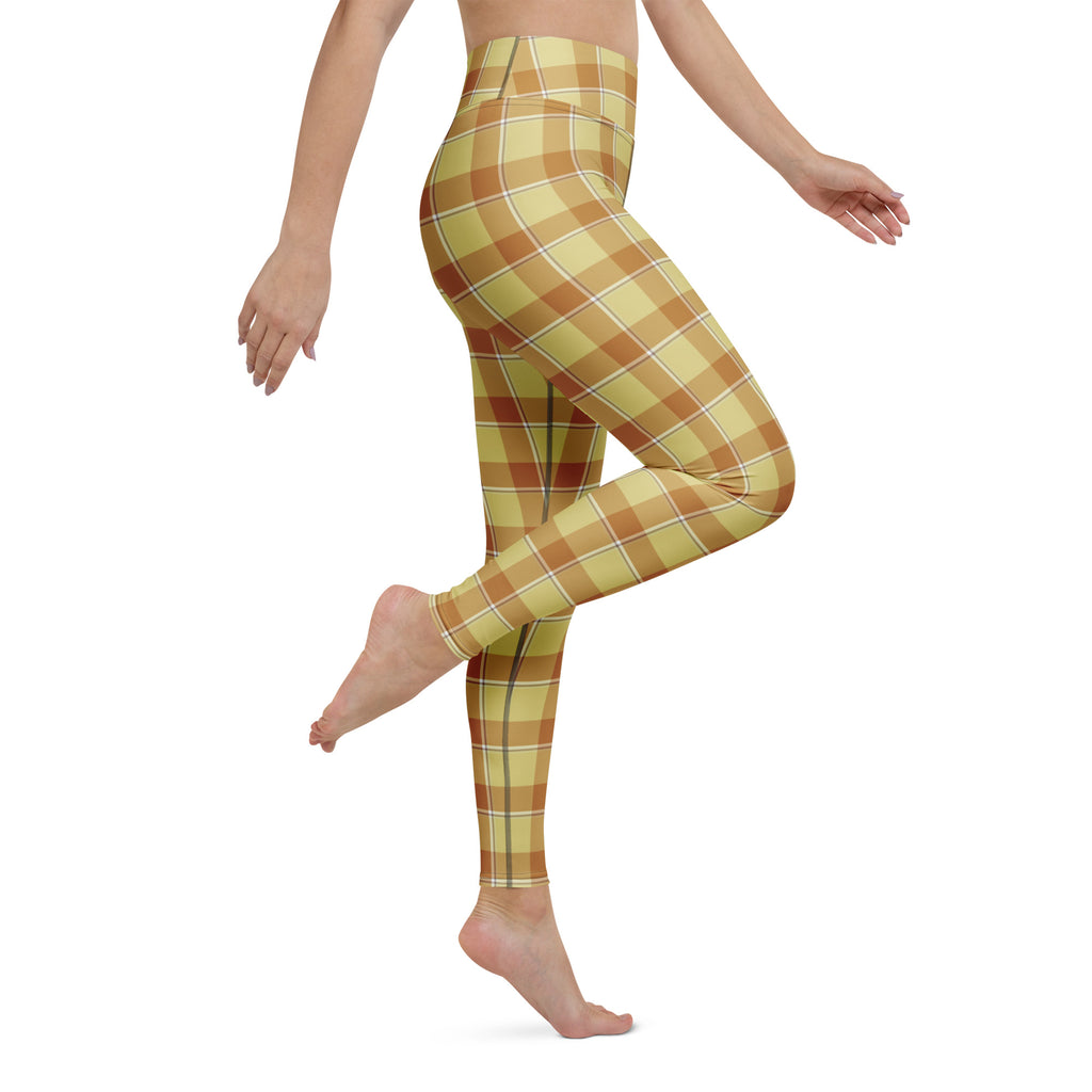 Yoga Leggings Zombie and Copper Plaid - Scottish Squares
