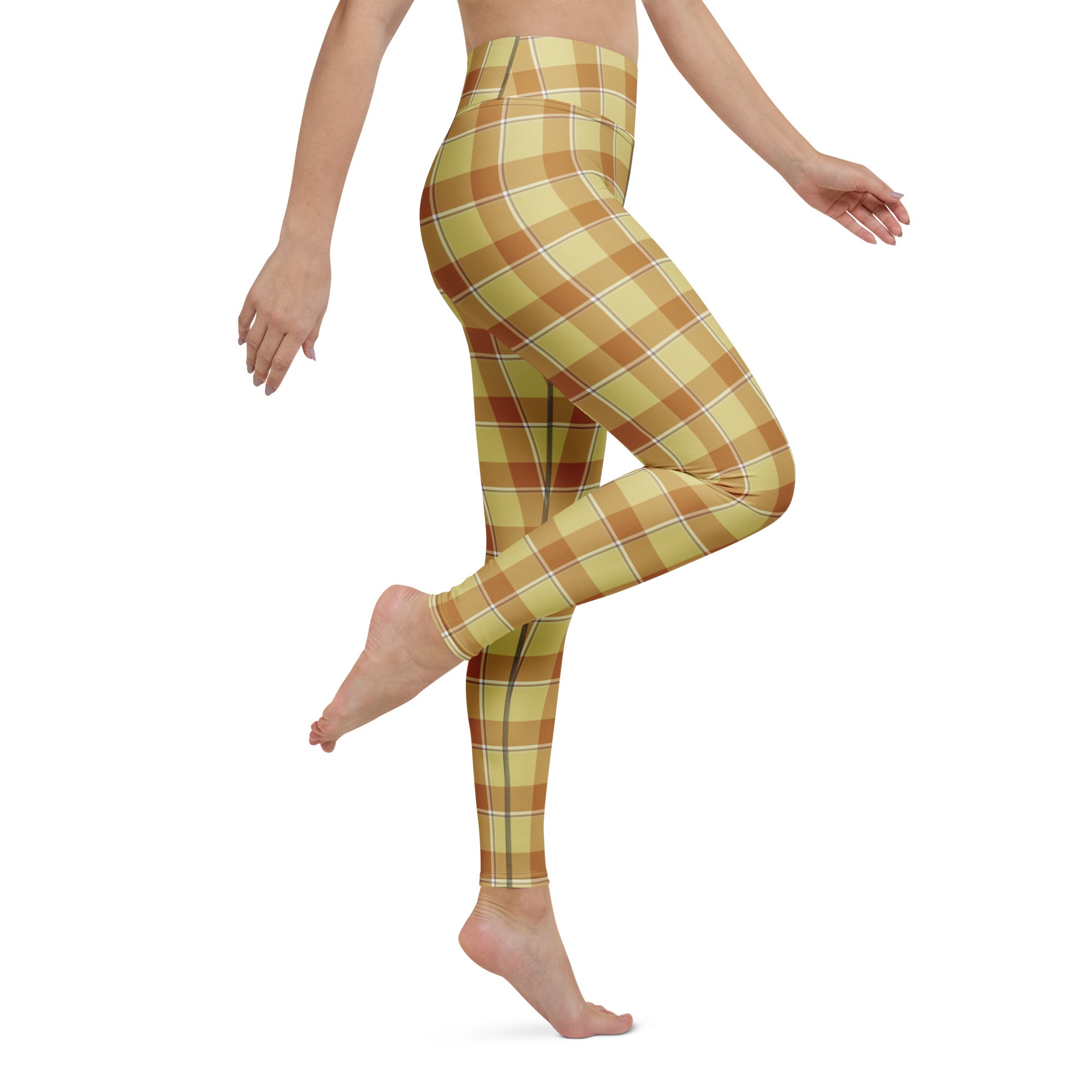 Yoga Leggings Zombie and Copper Plaid - Scottish Squares