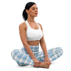 Yoga Leggings Pink Cloud and Blue Lagoon Plaid - Scottish Squares