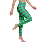 Yoga Leggings Spring Green and Finlandia Plaid - Scottish Squares