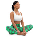 Yoga Leggings Spring Green and Finlandia Plaid - Scottish Squares