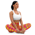 Yoga Leggings Corn and Razzmatazz Plaid - Scottish Squares