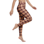 Yoga Leggings Whiskey and Livid Brown Plaid - Scottish Squares