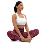 Yoga Leggings Old Brick and Cab Sav Plaid - Scottish Squares
