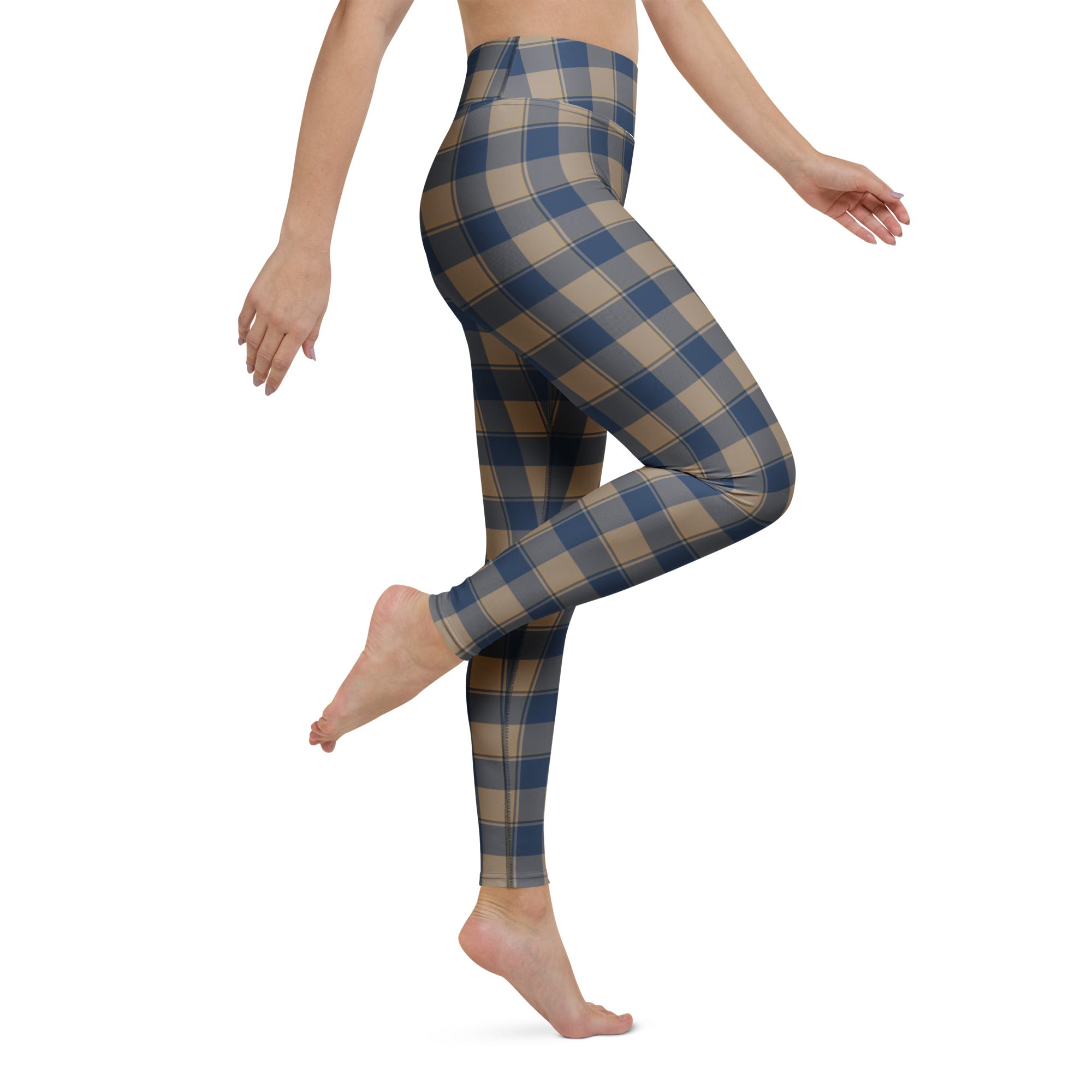 Yoga Leggings Cello and Donkey Brown Plaid - Scottish Squares