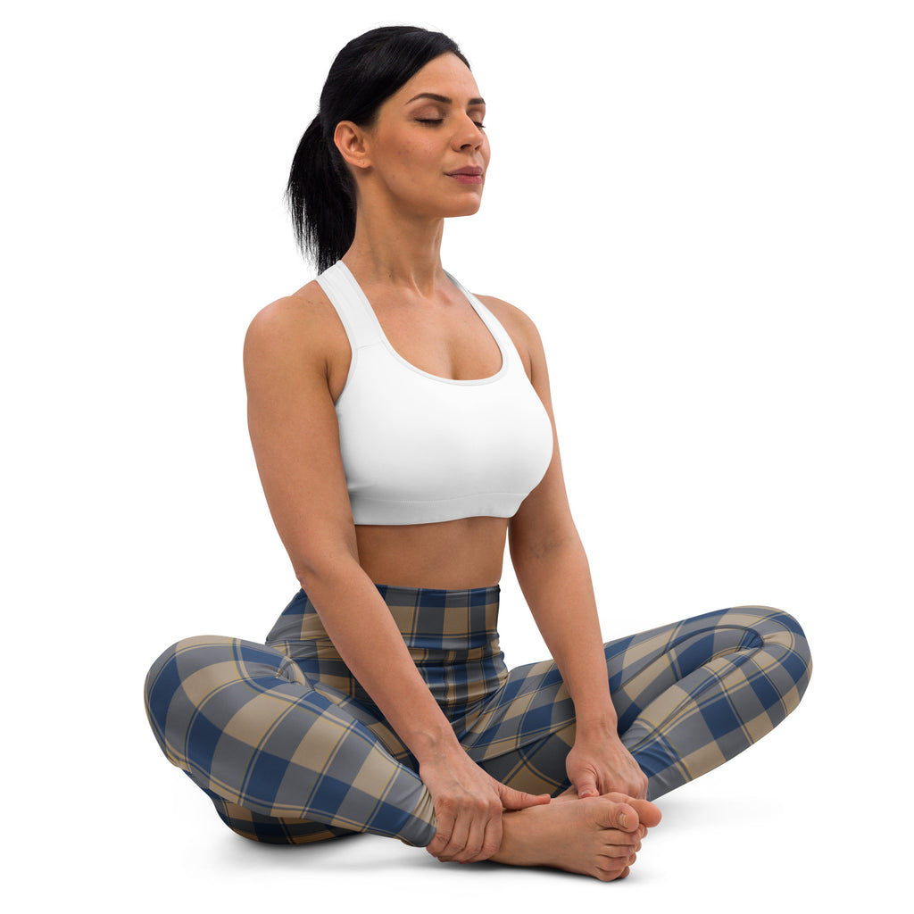 Yoga Leggings Cello and Donkey Brown Plaid - Scottish Squares