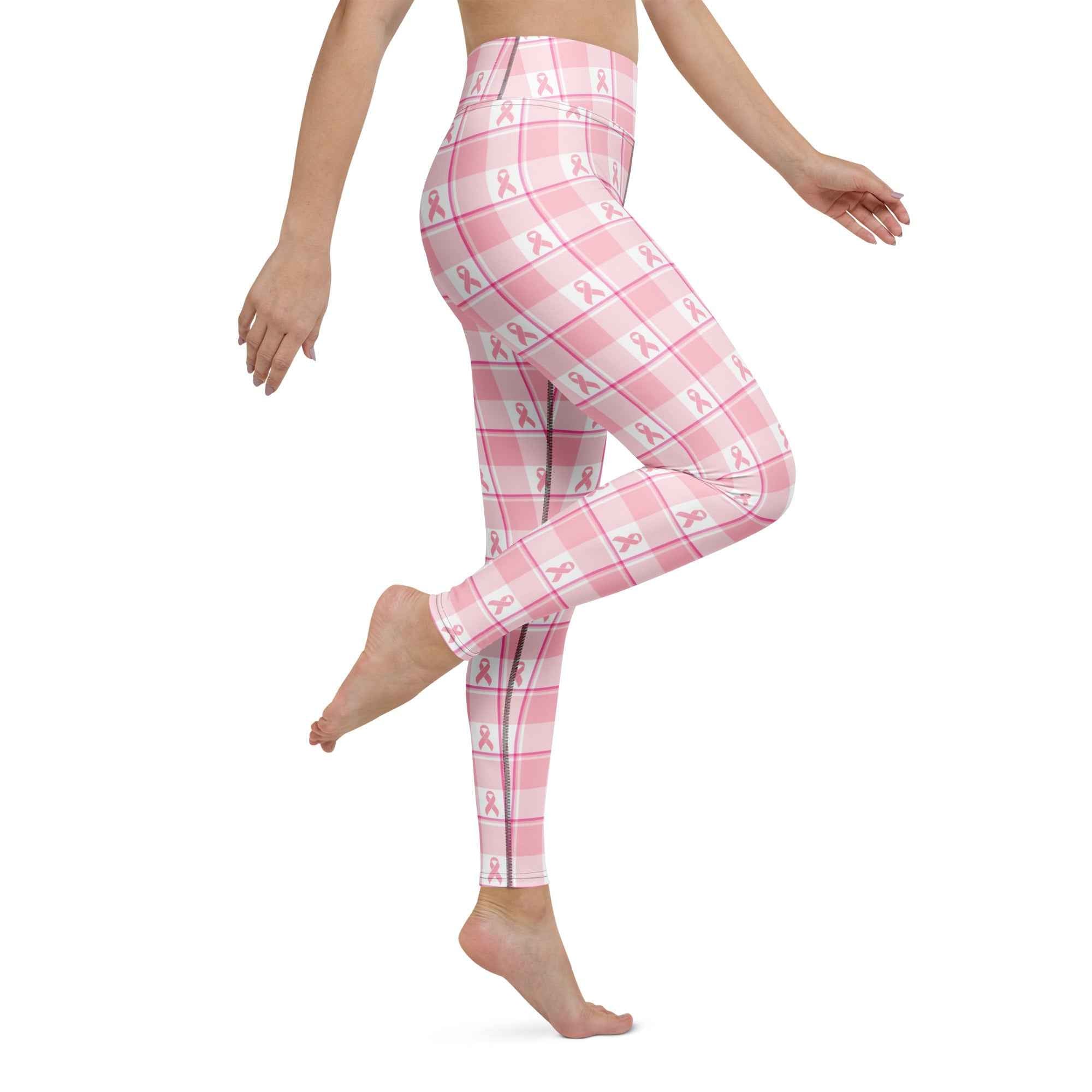 Yoga Leggings Breast Cancer Awareness Plaid - Scottish Squares