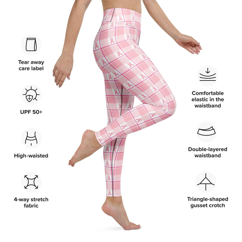 Yoga Leggings Breast Cancer Awareness Plaid - Scottish Squares